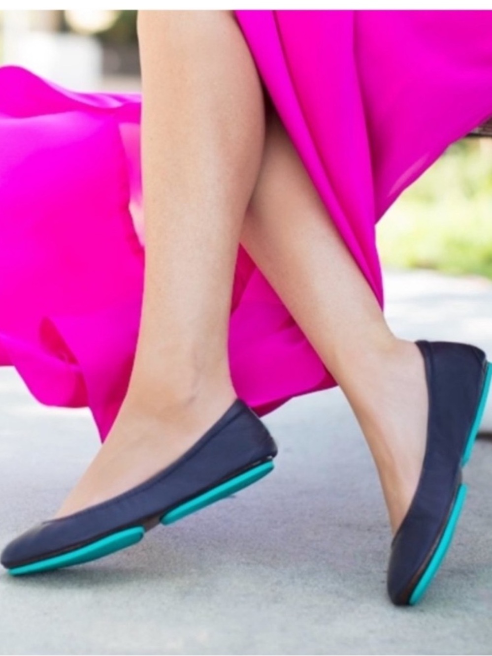 Tieks Navy Blue Leather Ballet Flats Size 7